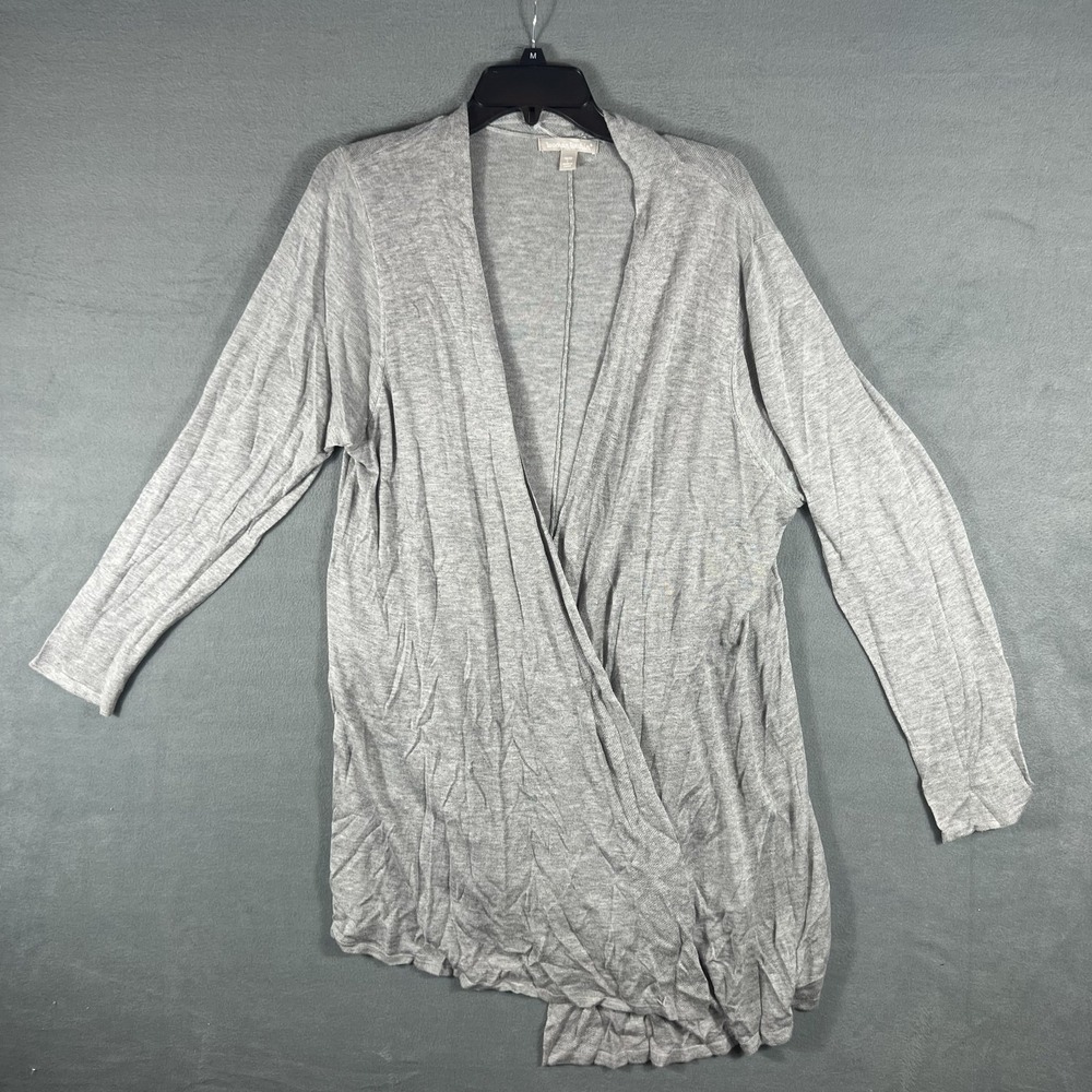 Woman Within Women's Plus Size 18/20 L Gray Open Front Draped Cardigan Sweater